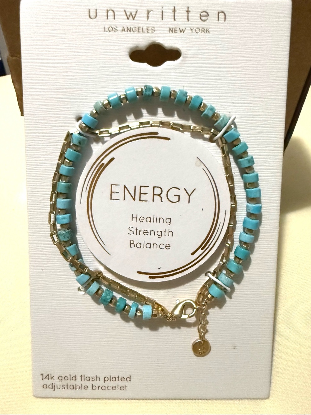 Unwritten Turquoise Beaded Gold-Plated Energy Bracelet